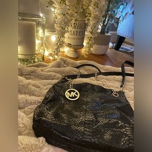 Stunning Michael Kors Black Snakeskin Leather Handbag
